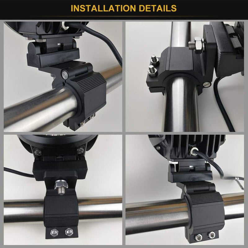 Audak 1 Pair Aluminum Mounting Bracket Kit Tube Clamp for 1.625 1.75 1.875 2 Inch Bullbar Roof Rack Roll Cage Horizontal Bar (1.6 to 2 Inch Adjustable) - Image 5